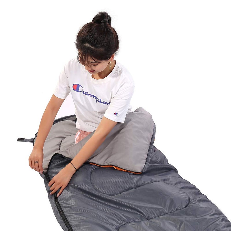 SWTMERRY Sleeping Bag 3 Seasons (Summer, Spring, Fall) Warm & Cool Weather - Lightweight,Waterproof Indoor & Outdoor Use for Kids, Teens & Adults for Camping Hiking, Backpacking (Grey Orange) - Image 5